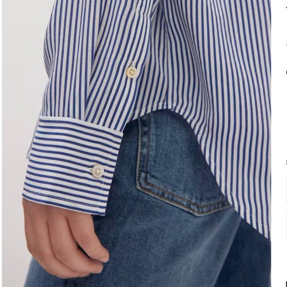 Everlane | The Washable Clean Silk Relaxed Shirt in Blue/White - Picture 5 of 8